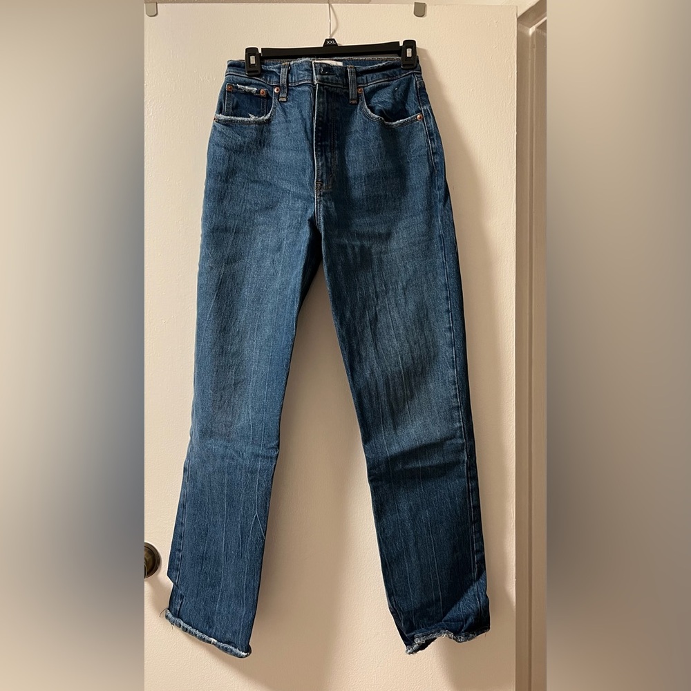 Abercrombie 90s straight ultra high rise jeans dark wash